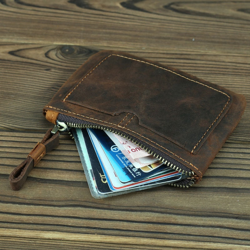 The Cael | Handmade Leather Coin Purse With Zipper