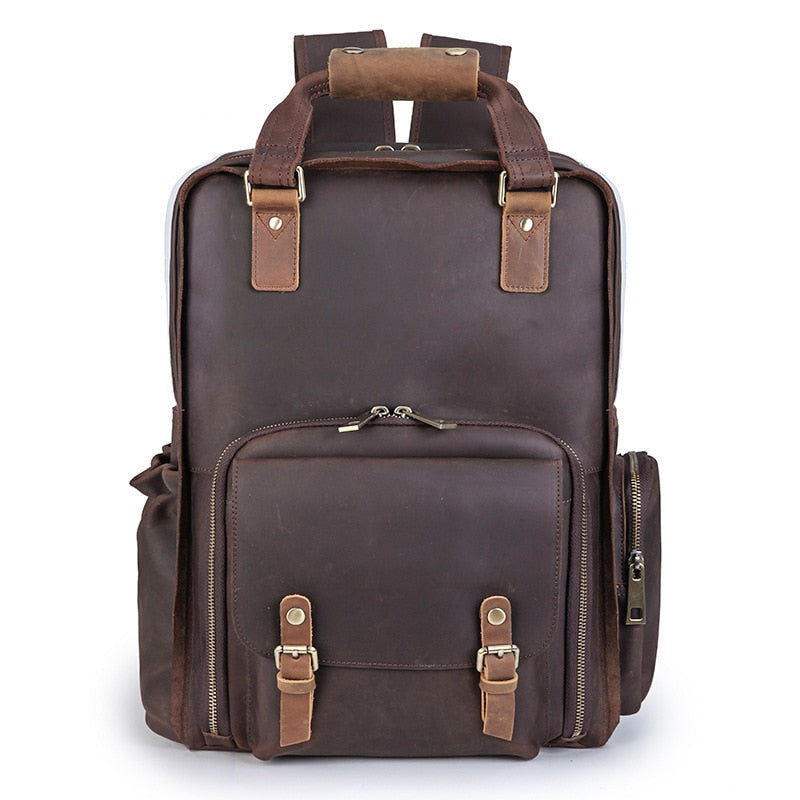 The Gaetano | Large Leather Backpack Camera Bag With Tripod Holder