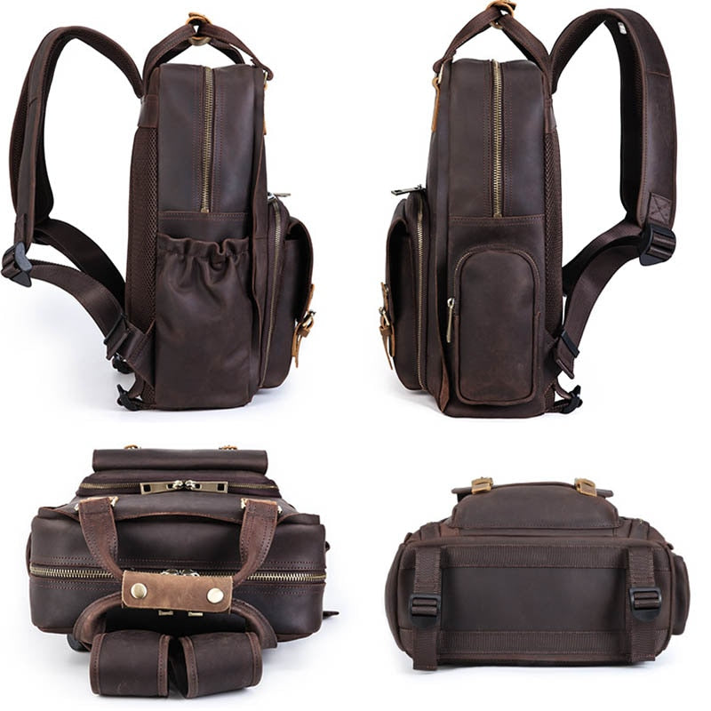 The Gaetano | Large Leather Backpack Camera Bag With Tripod Holder