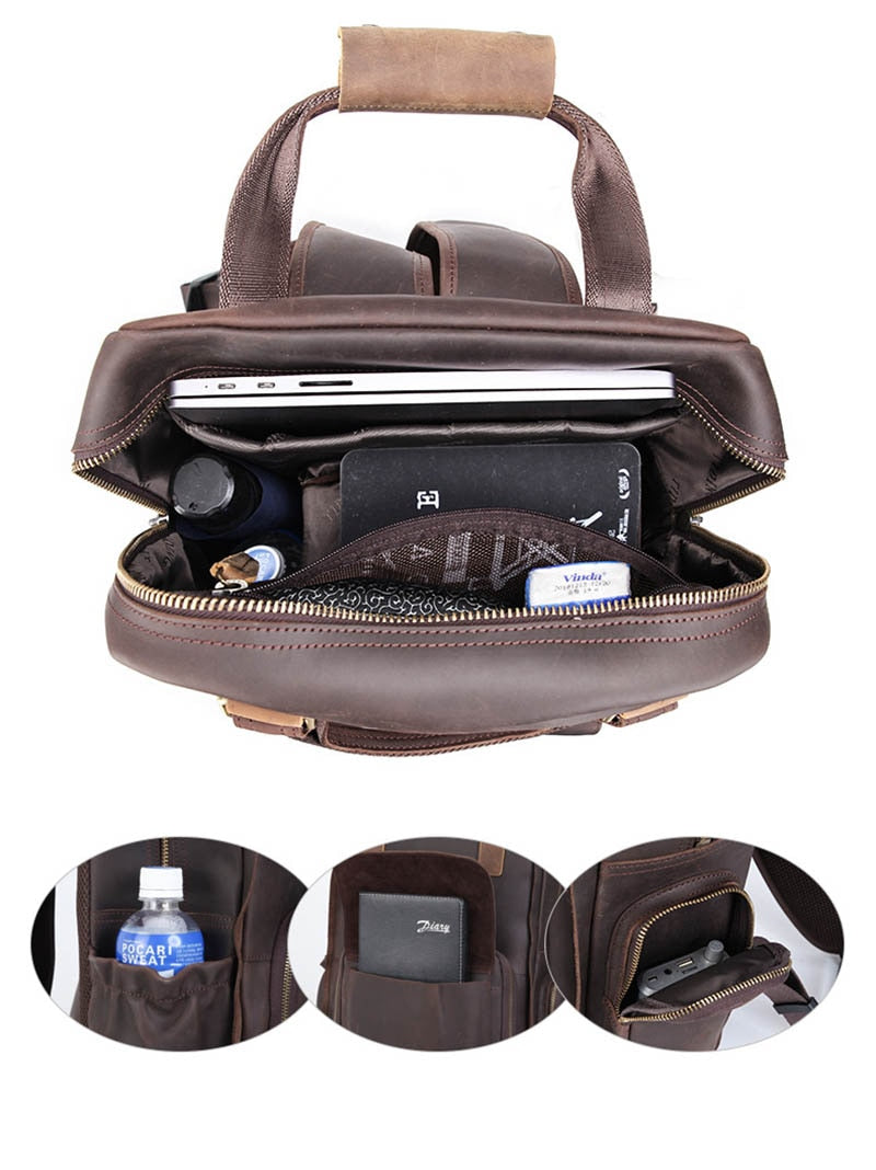 The Gaetano | Large Leather Backpack Camera Bag With Tripod Holder