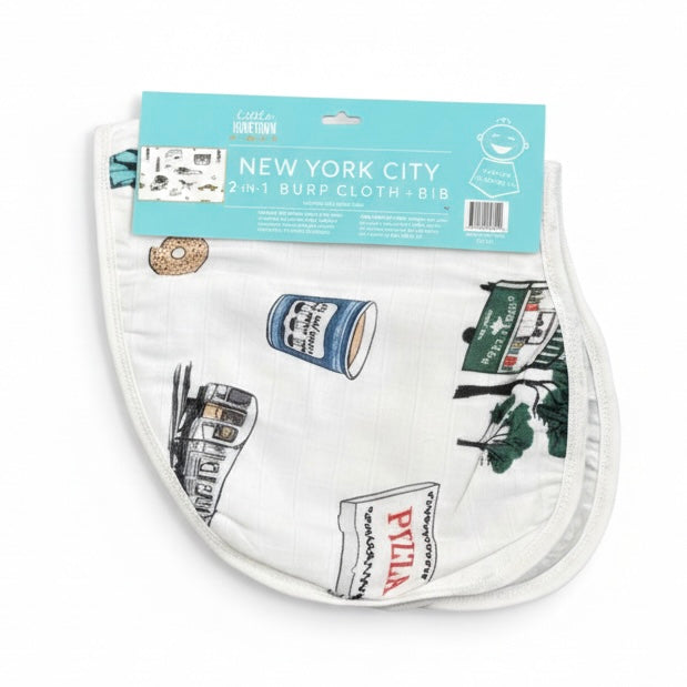 Baby Burp Cloth & Bib Combo:  New York City Baby
