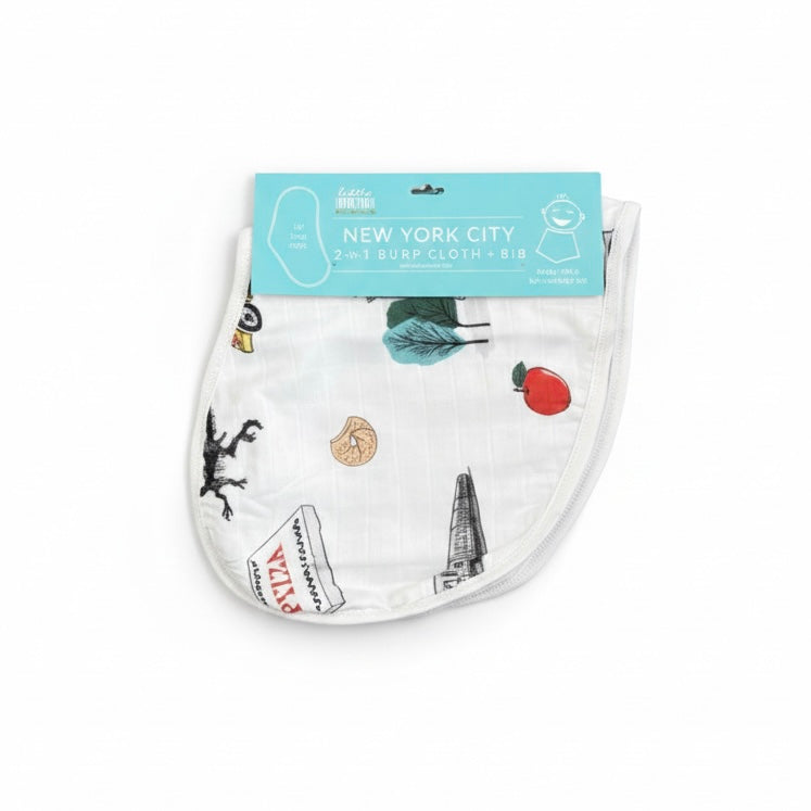 Baby Burp Cloth & Bib Combo:  New York City Baby