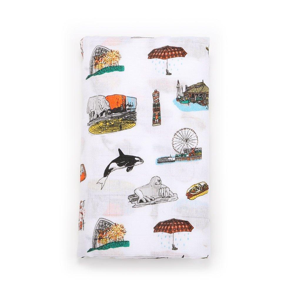 Seattle Baby Muslin Swaddle Receiving Blanket