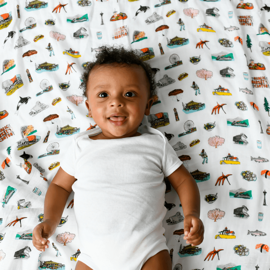 Seattle Baby Muslin Swaddle Receiving Blanket