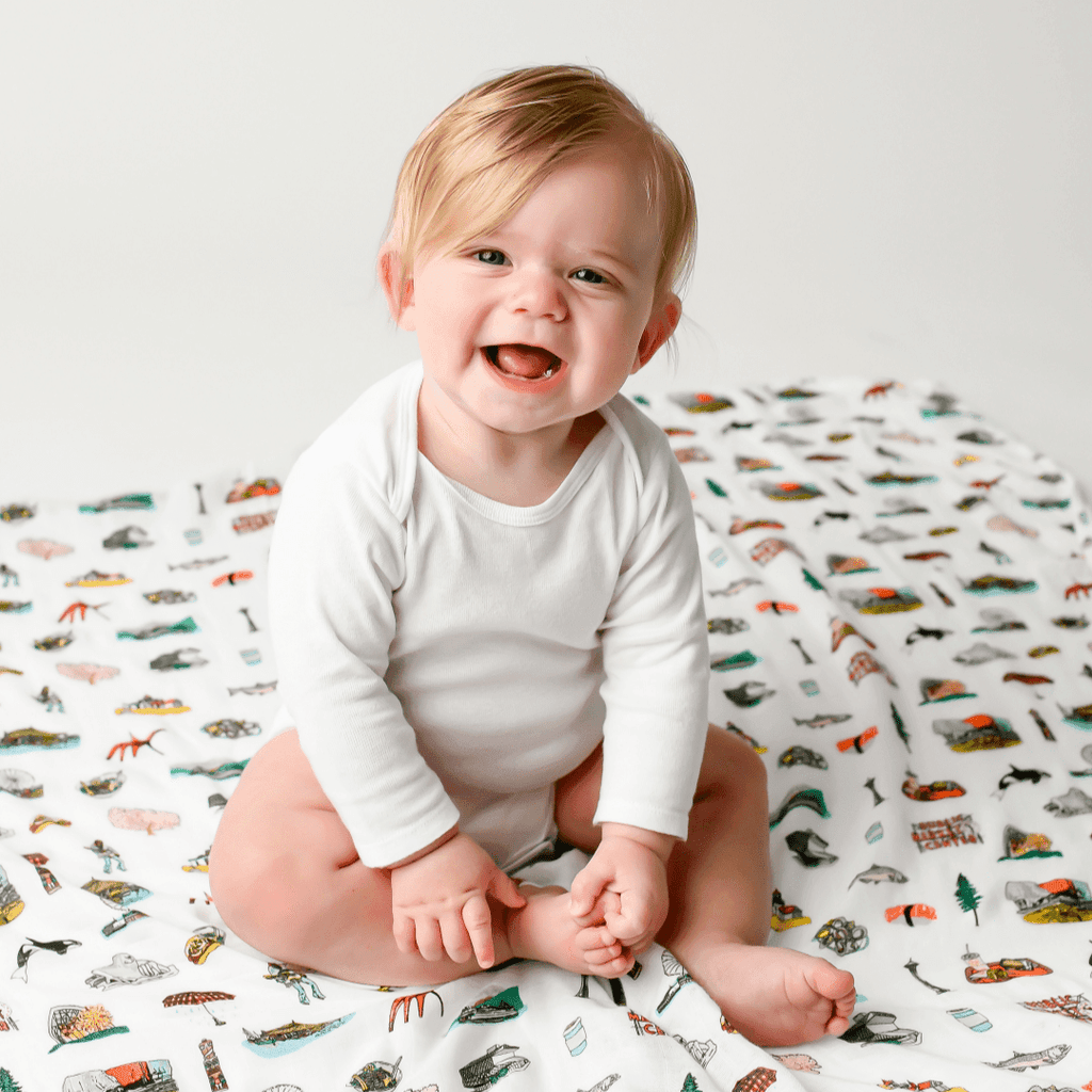 Seattle Baby Muslin Swaddle Receiving Blanket