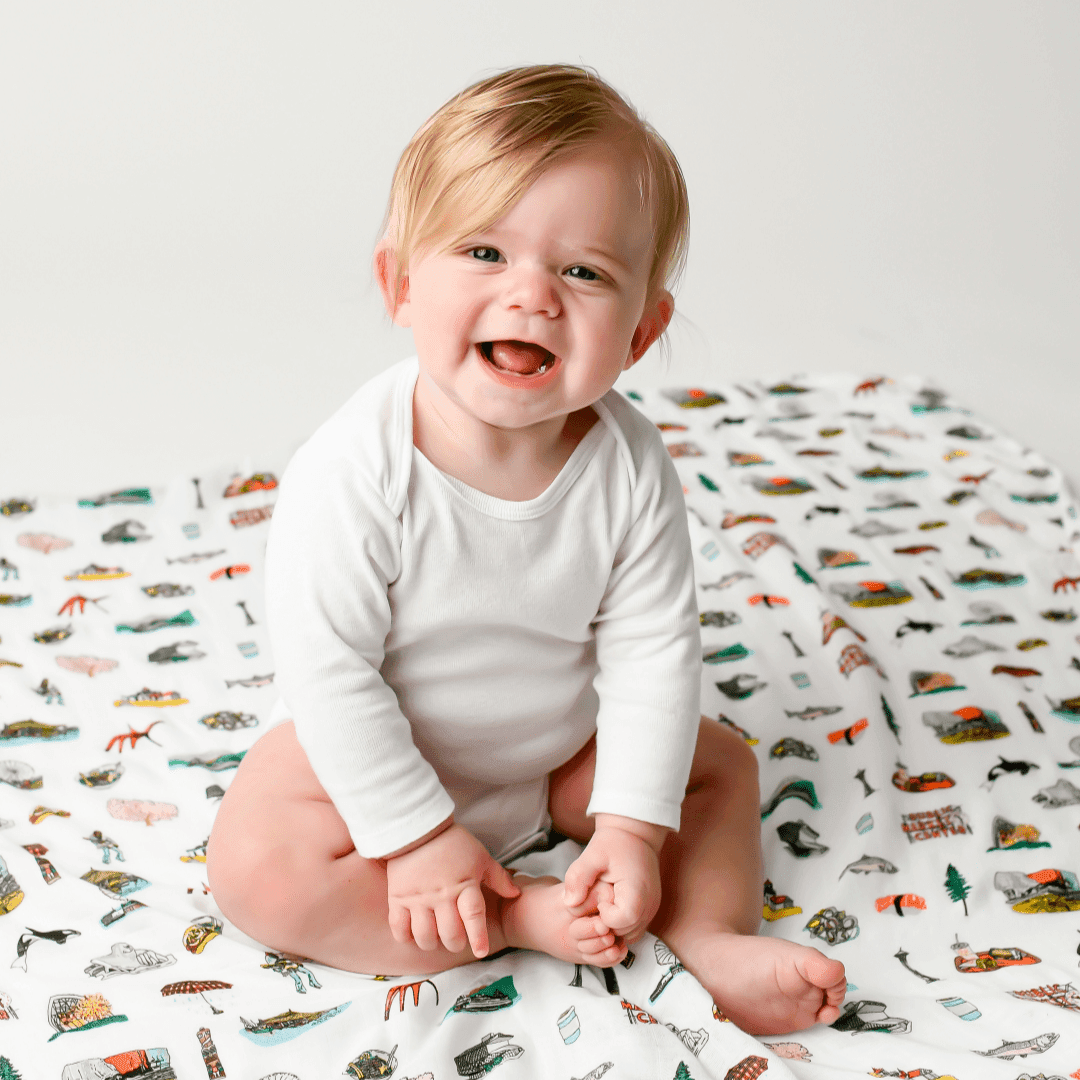 Seattle Baby Muslin Swaddle Receiving Blanket