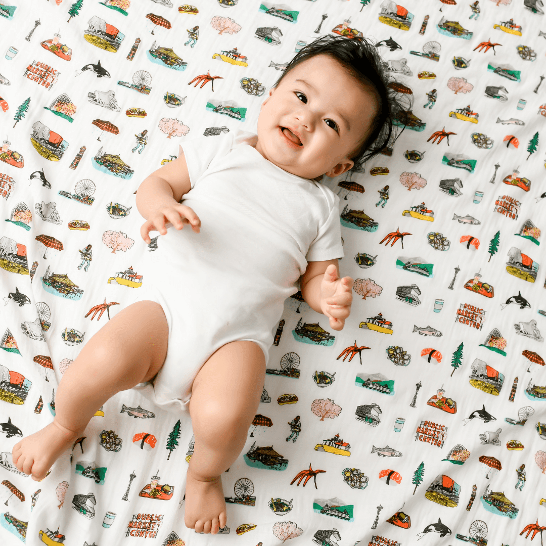 Seattle Baby Muslin Swaddle Receiving Blanket