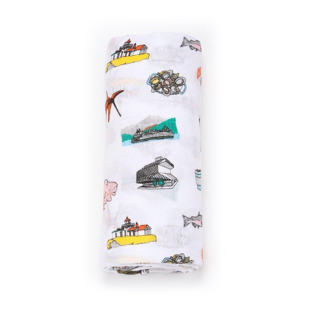 Seattle Baby Muslin Swaddle Receiving Blanket