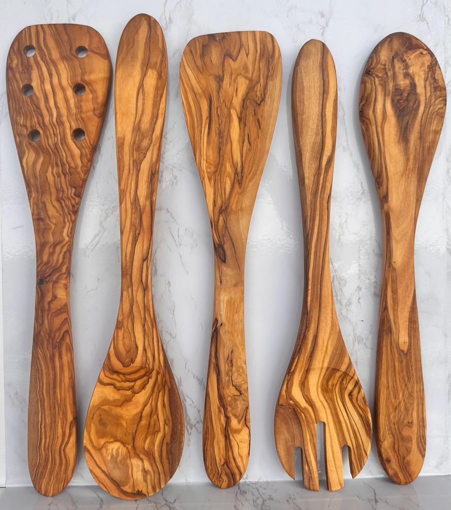 Olive Wood Kitchen Servers Set -5 Pcs