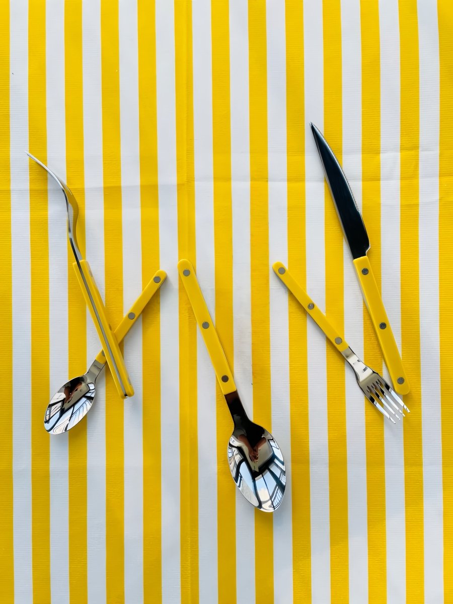 Set of 10 Dopamine Stainless Steel Rivet Flatware, Contemporary Bistrot Style Cutlery