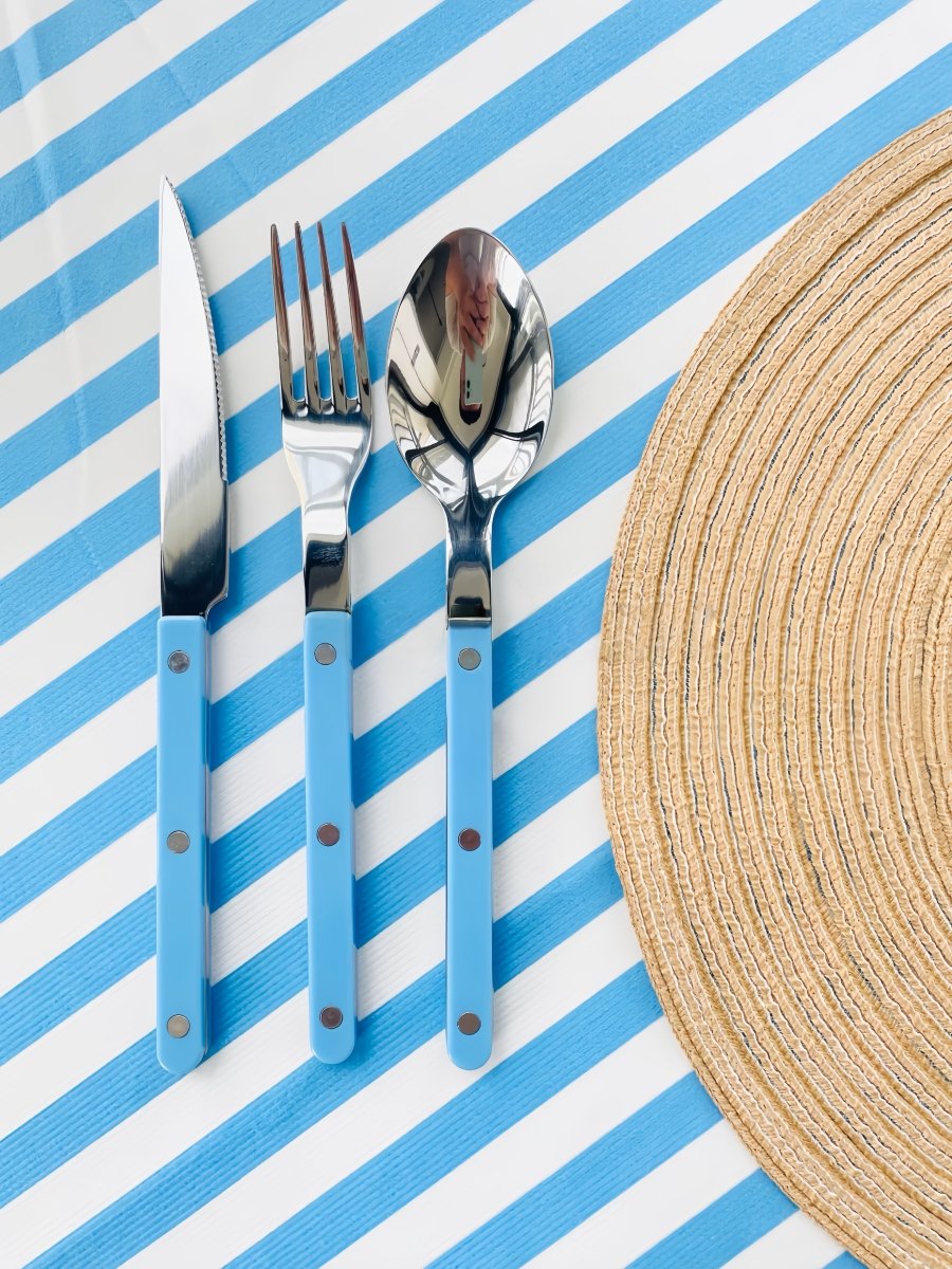 Set of 10 Dopamine Stainless Steel Rivet Flatware, Contemporary Bistrot Style Cutlery