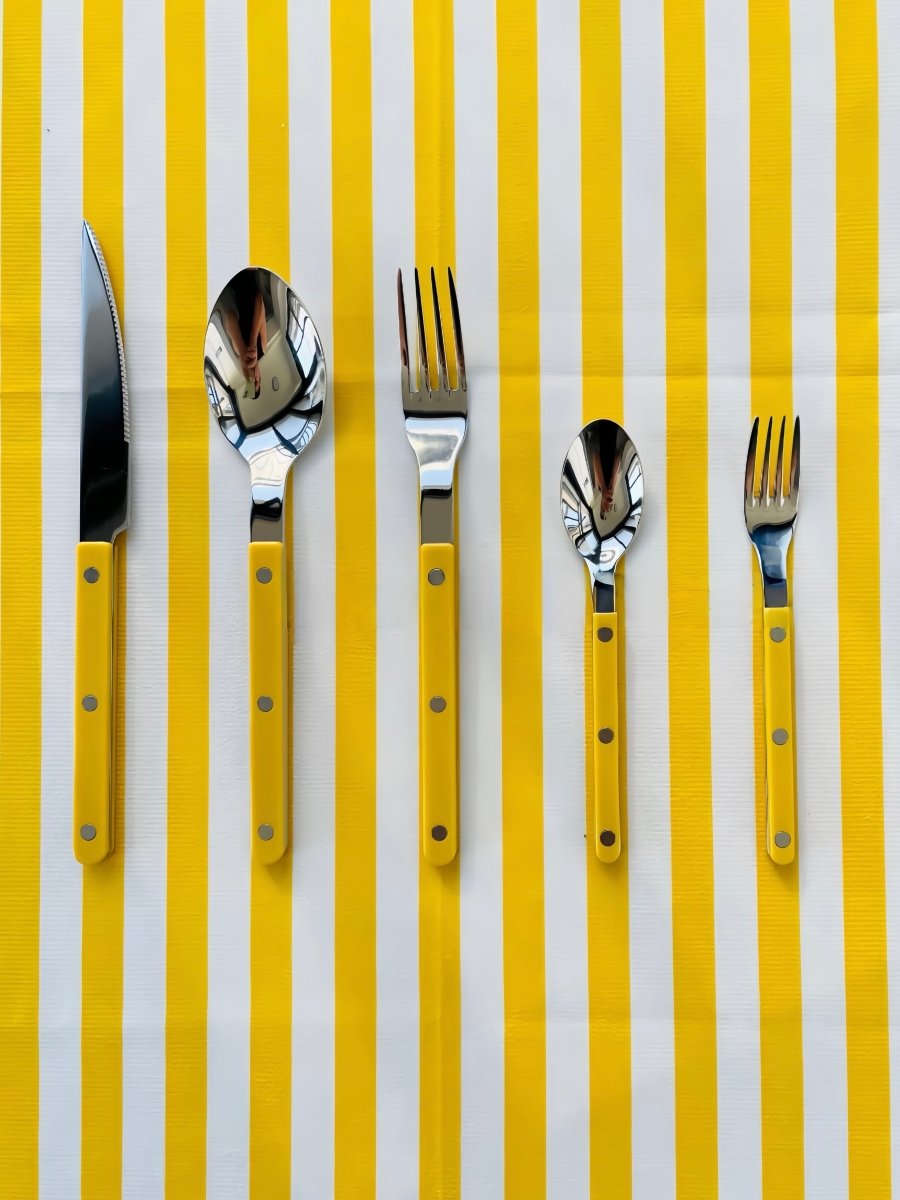 Set of 10 Dopamine Stainless Steel Rivet Flatware, Contemporary Bistrot Style Cutlery