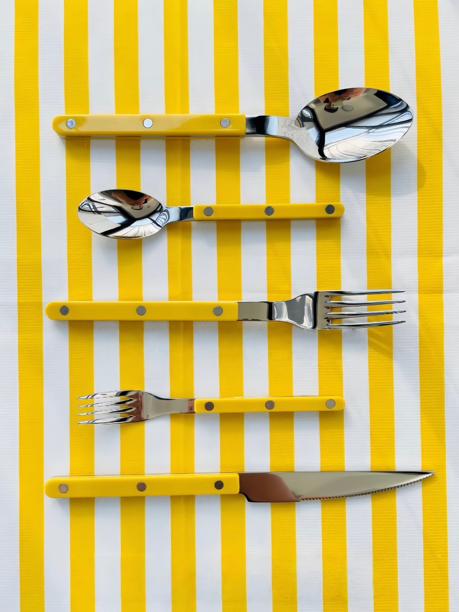 Set of 10 Dopamine Stainless Steel Rivet Flatware, Contemporary Bistrot Style Cutlery