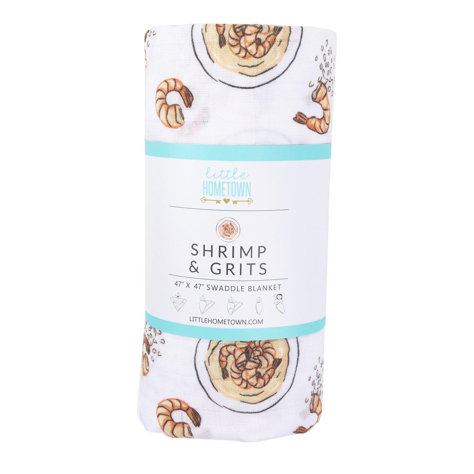 Shrimp and Grits Baby Muslin Swaddle Receiving Blanket