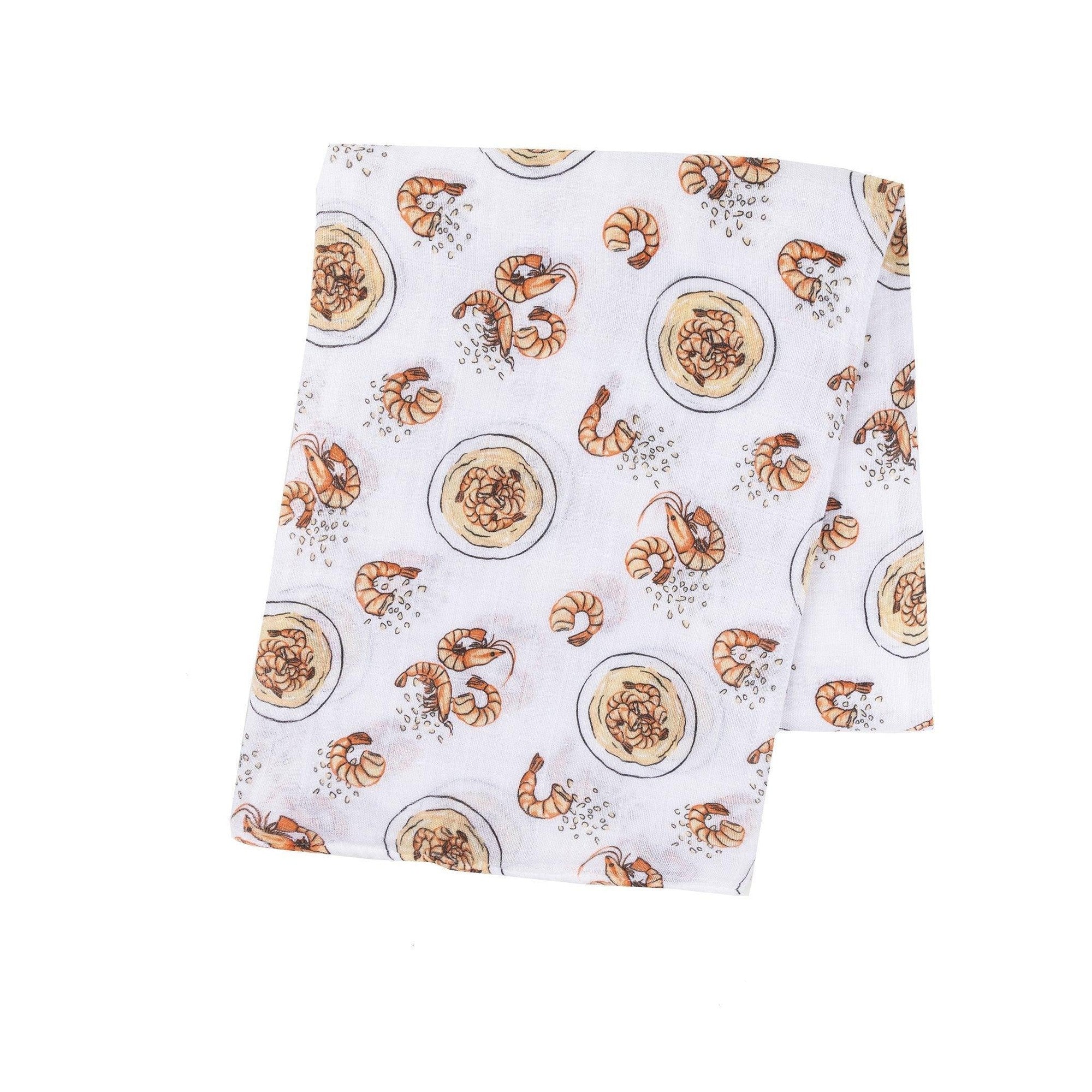 Shrimp and Grits Baby Muslin Swaddle Receiving Blanket