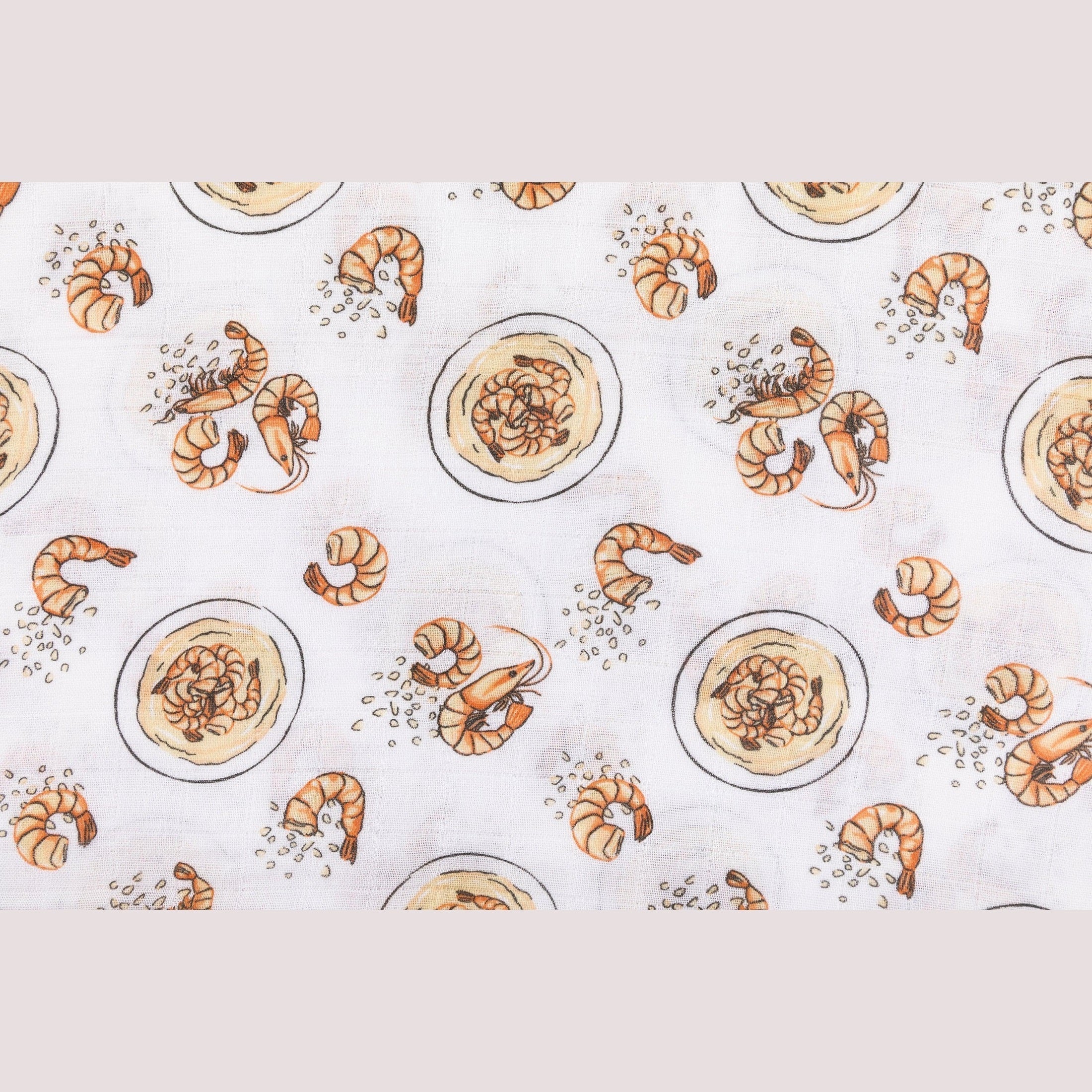 Shrimp and Grits Baby Muslin Swaddle Receiving Blanket
