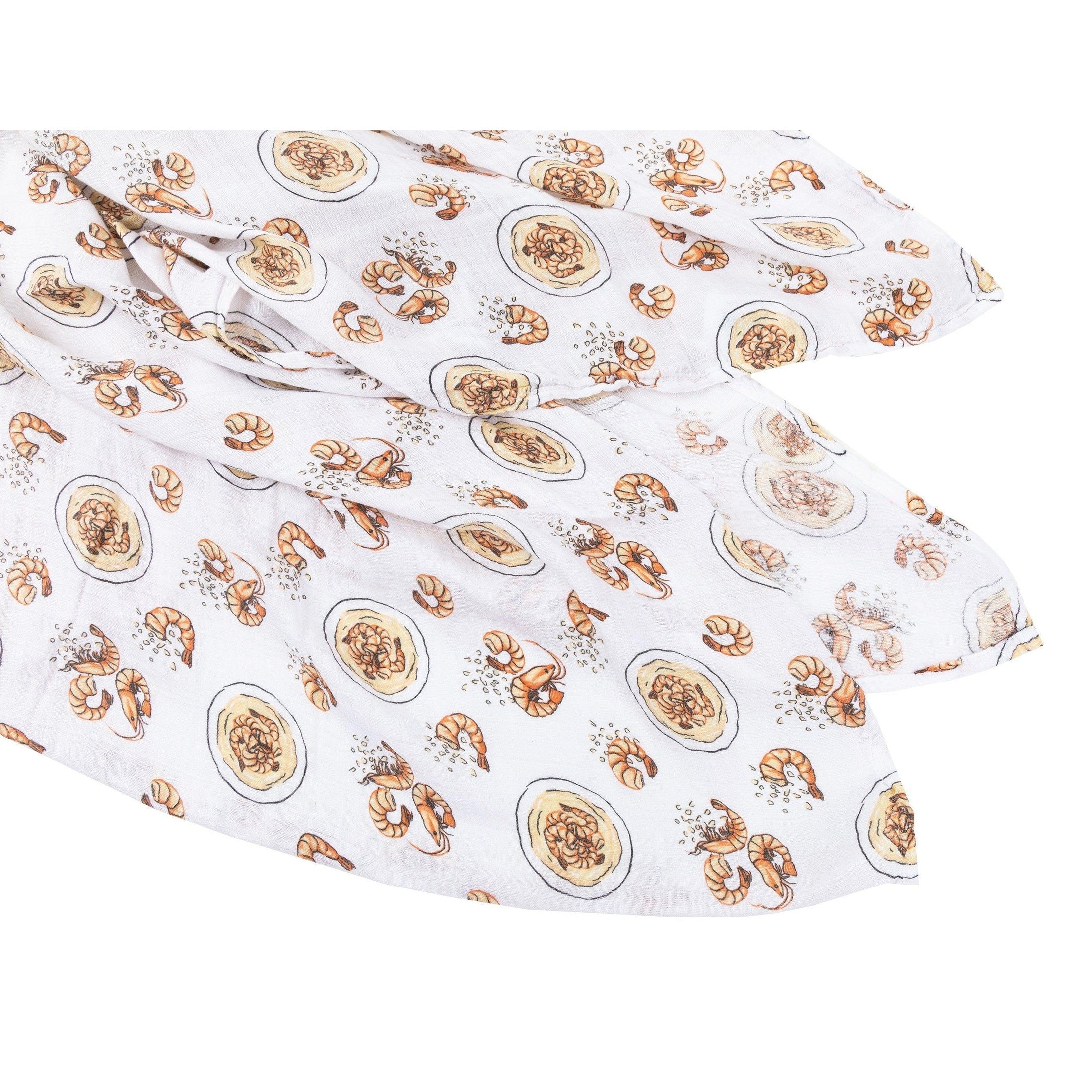 Shrimp and Grits Baby Muslin Swaddle Receiving Blanket