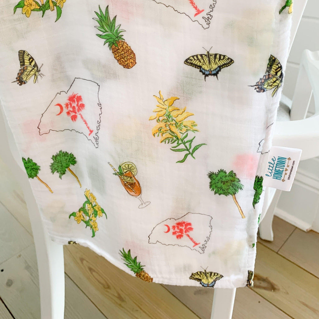 South Carolina Baby Girl Muslin Swaddle Receiving Blanket