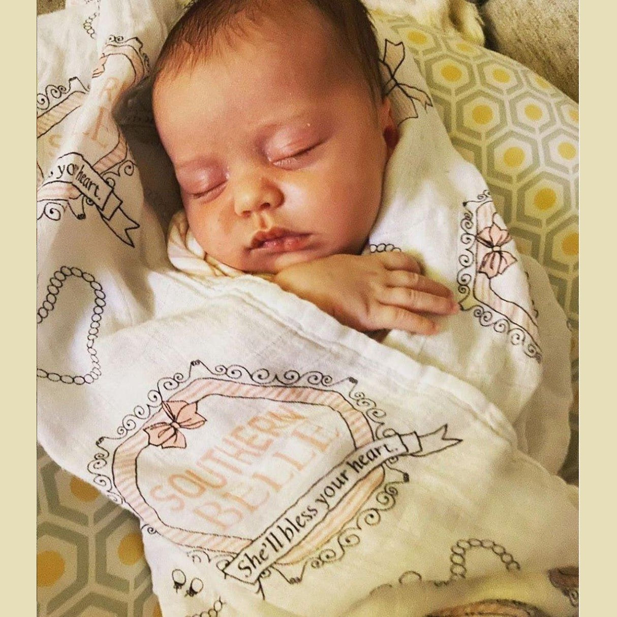 Southern Belle Baby Muslin Swaddle Receiving Blanket