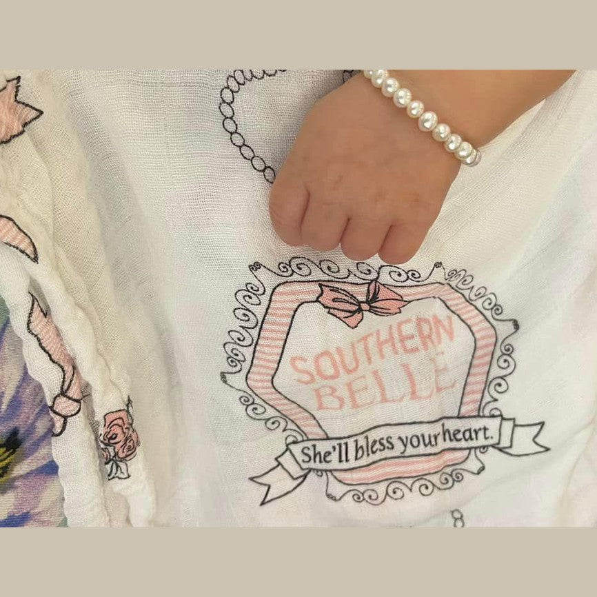 Southern Belle Baby Muslin Swaddle Receiving Blanket
