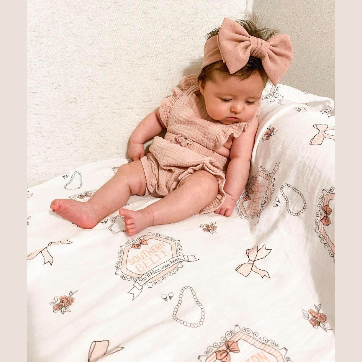 Southern Belle Baby Muslin Swaddle Receiving Blanket