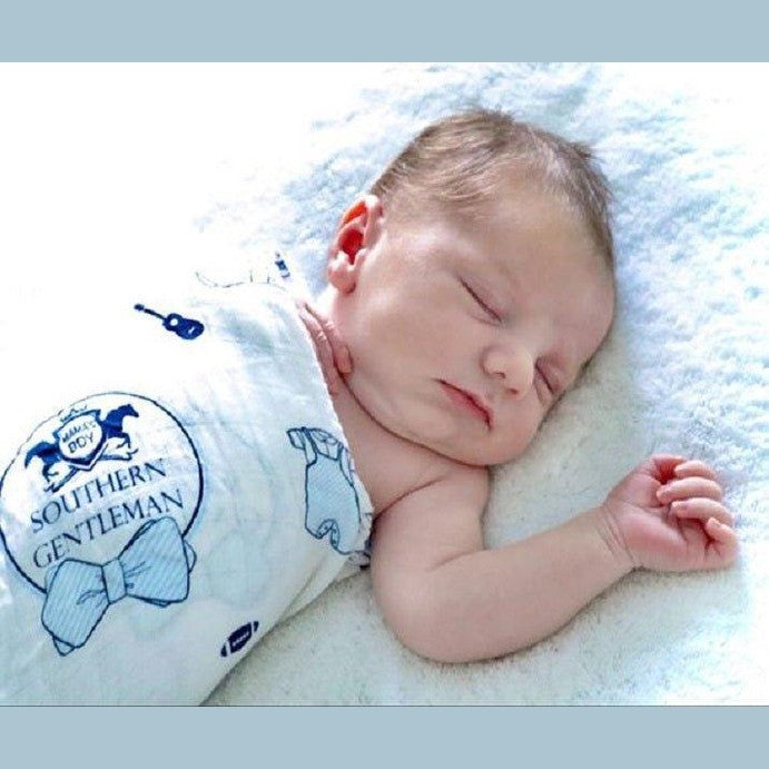 Southern Gentleman Baby Boy Muslin Swaddle Receiving Blanket