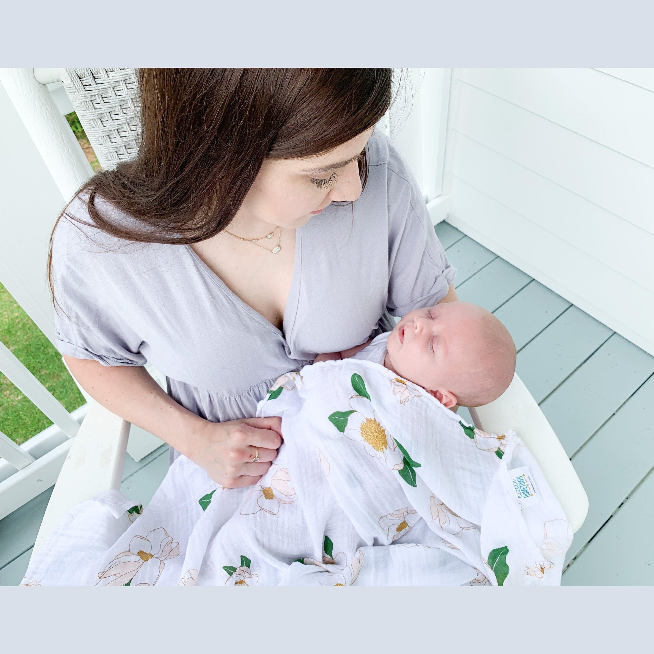 Southern Magnolia Baby Muslin Swaddle Receiving Blanket