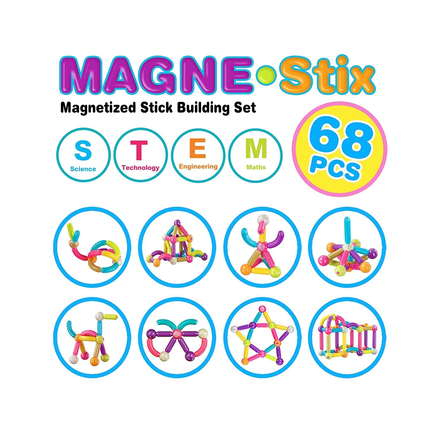 Contixo ST2 Magnetic Building Set 68-Piece STEM Toy for Creative Kids by Contixo