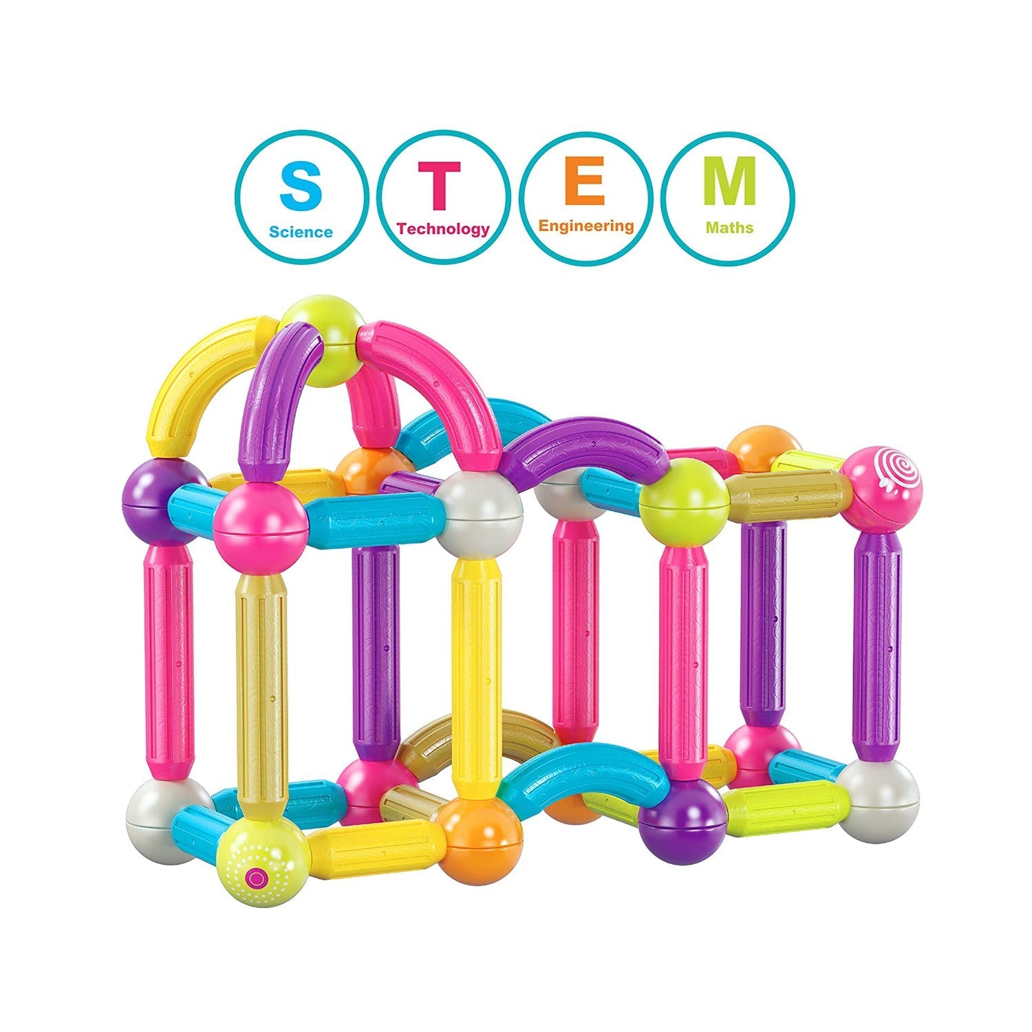 Contixo ST2 Magnetic Building Set 68-Piece STEM Toy for Creative Kids by Contixo