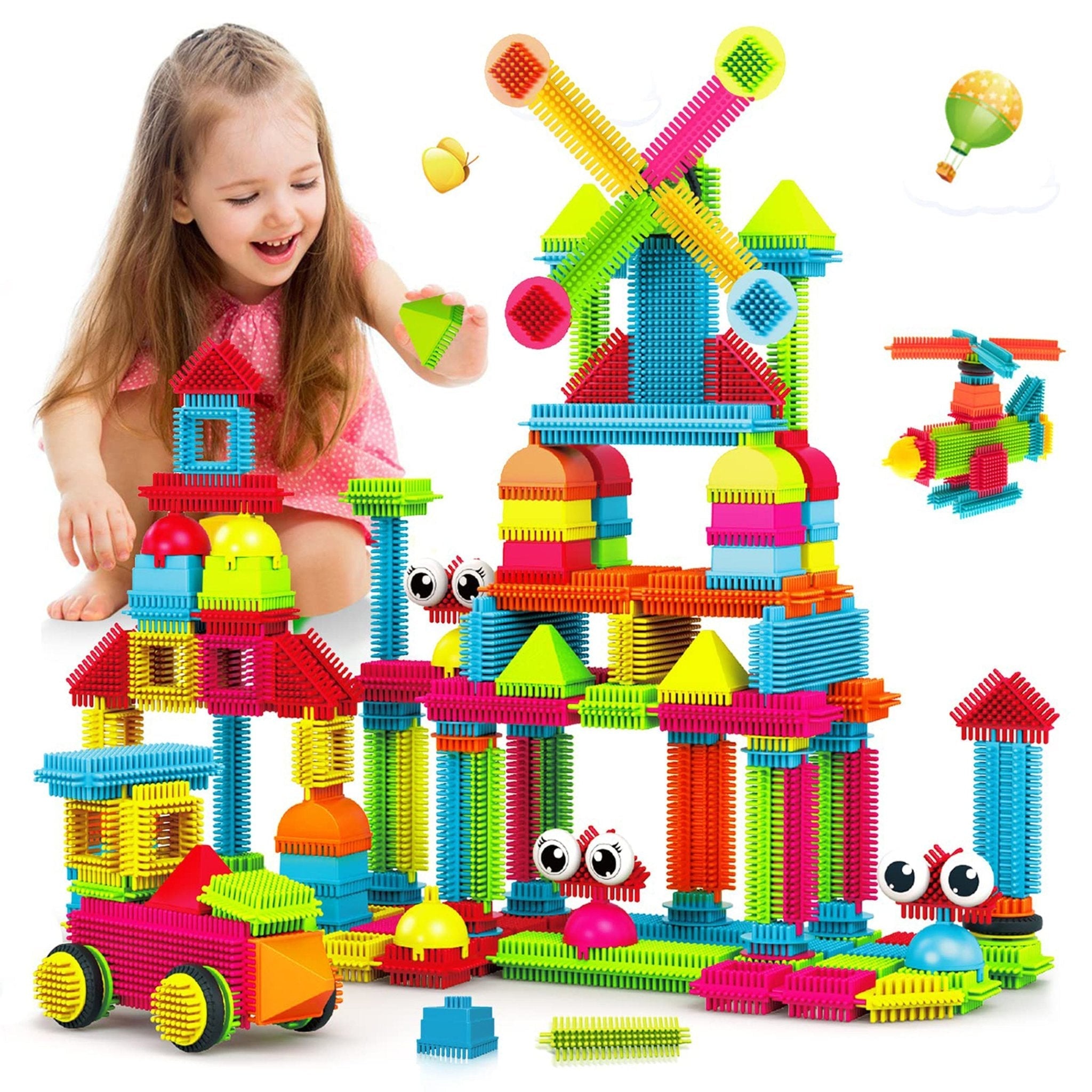 Contixo ST5 Bristle Shape STEM Blocks - 144 Pcs 3D Building Tiles Set by Contixo