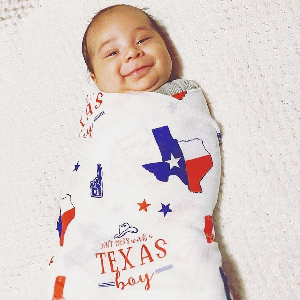 Texas Baby Boy Muslin Swaddle Receiving Blanket