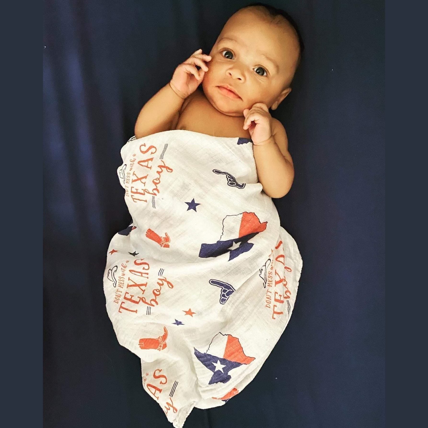 Texas Baby Boy Muslin Swaddle Receiving Blanket
