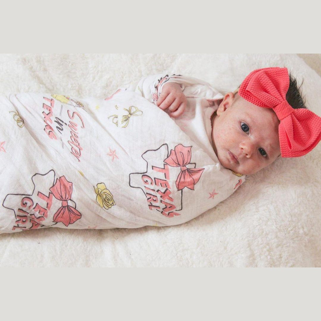 Texas Baby Girl Muslin Swaddle Receiving Blanket