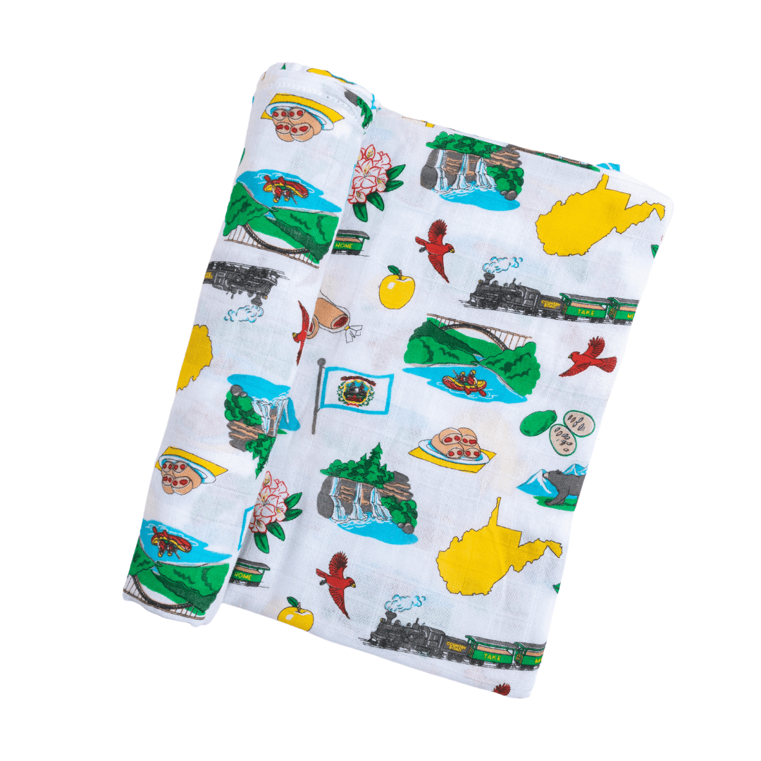 West Virginia Baby Muslin Swaddle Receiving Blanket