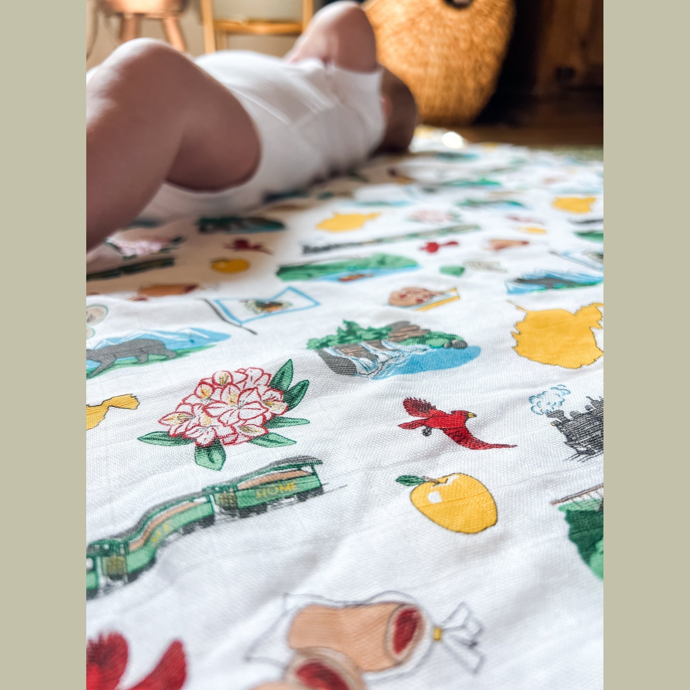 West Virginia Baby Muslin Swaddle Receiving Blanket