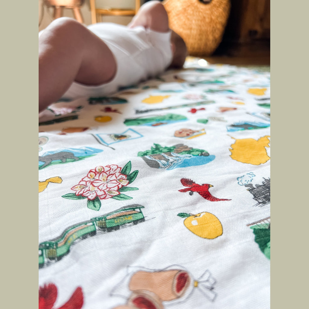 West Virginia Baby Muslin Swaddle Receiving Blanket