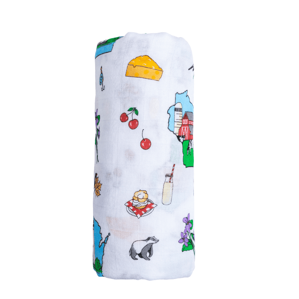 Wisconsin Baby Muslin Swaddle Receiving Blanket