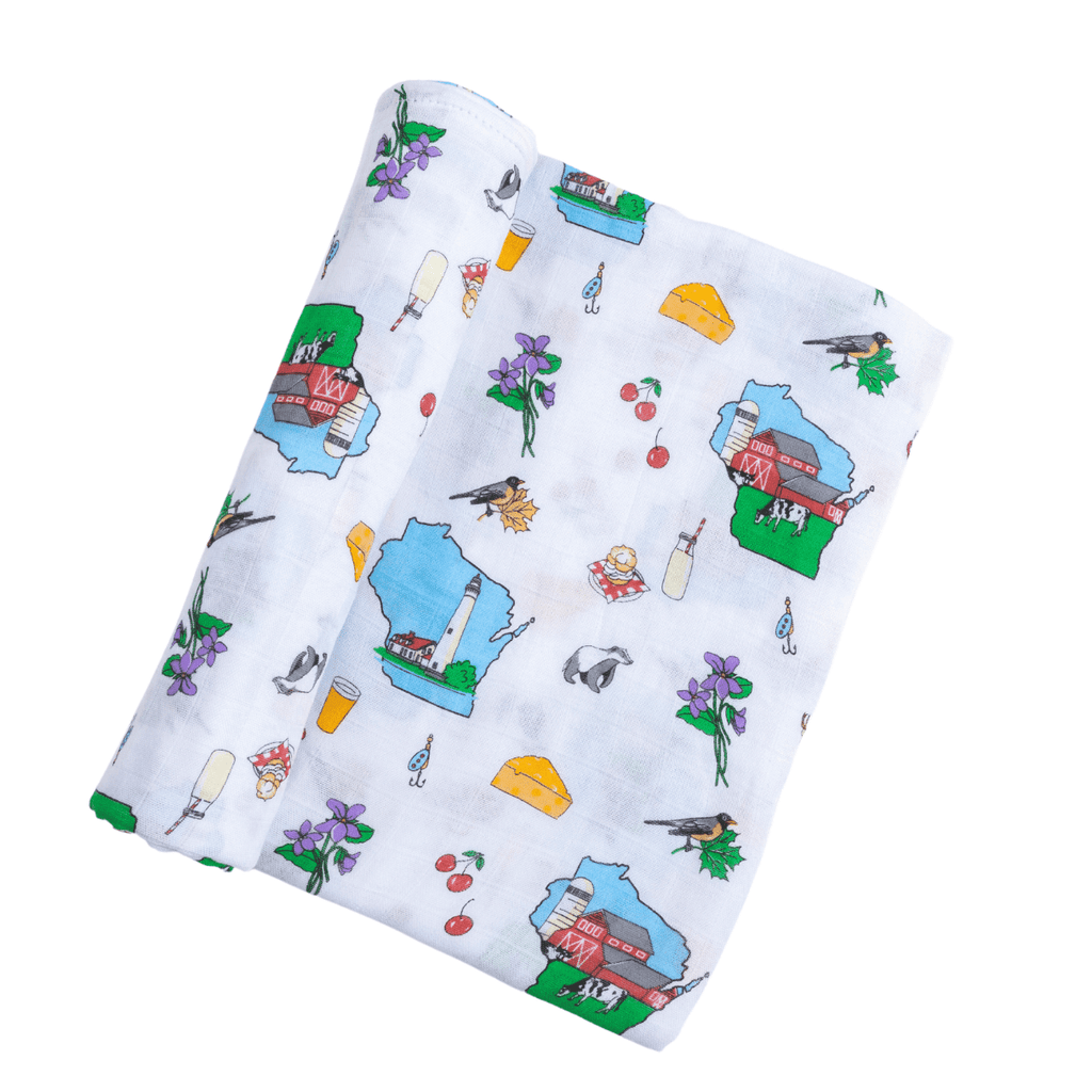 Wisconsin Baby Muslin Swaddle Receiving Blanket