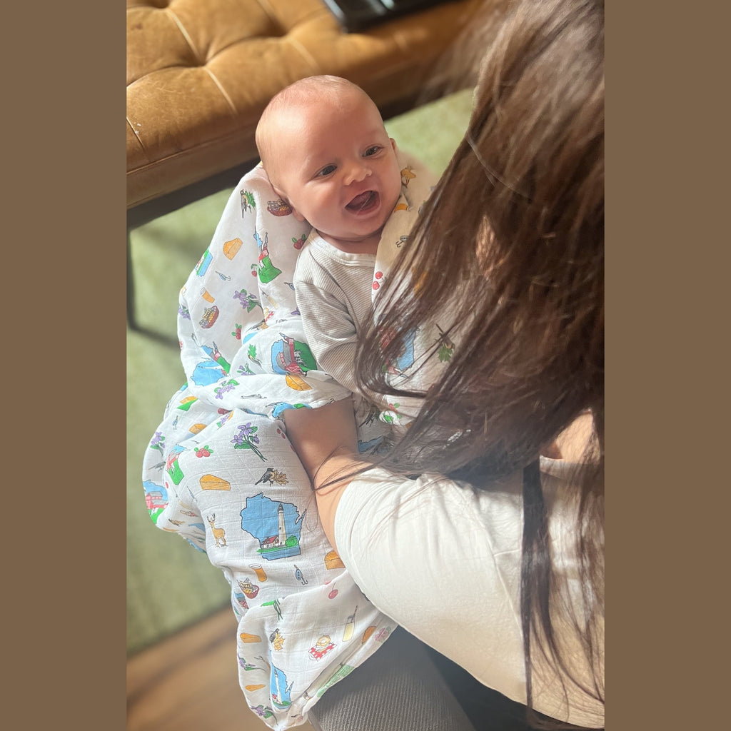 Wisconsin Baby Muslin Swaddle Receiving Blanket